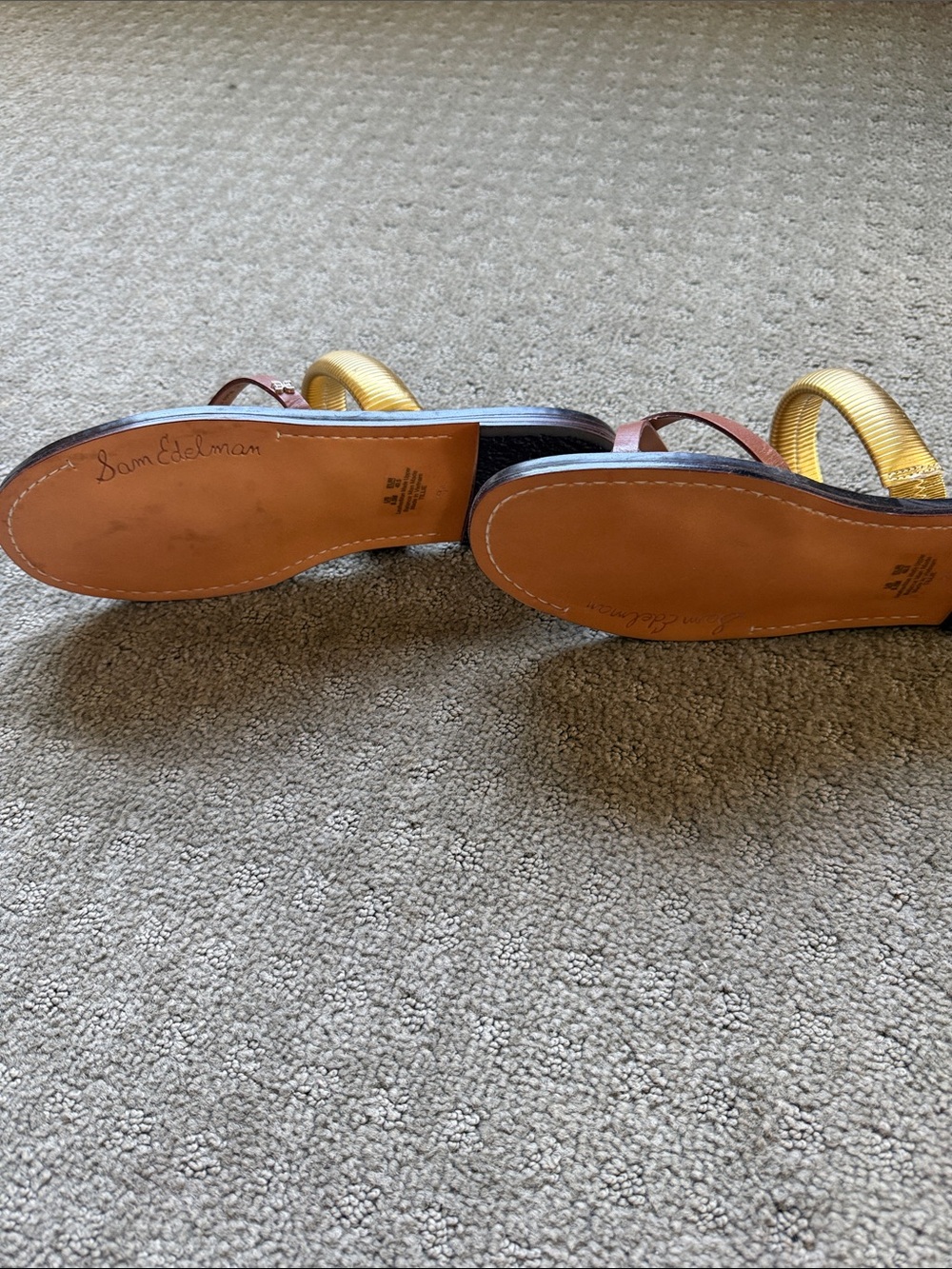 Sam Edelman Brown and Gold Woven Slide Sandals - Picture 3 of 3